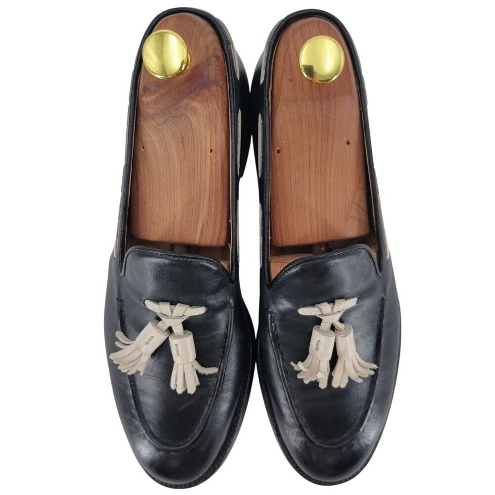 Fratelli Rossetti Italy Mens 6.5US 39.5EU Black White Brera Loafers Dress Shoes - Picture 2 of 11